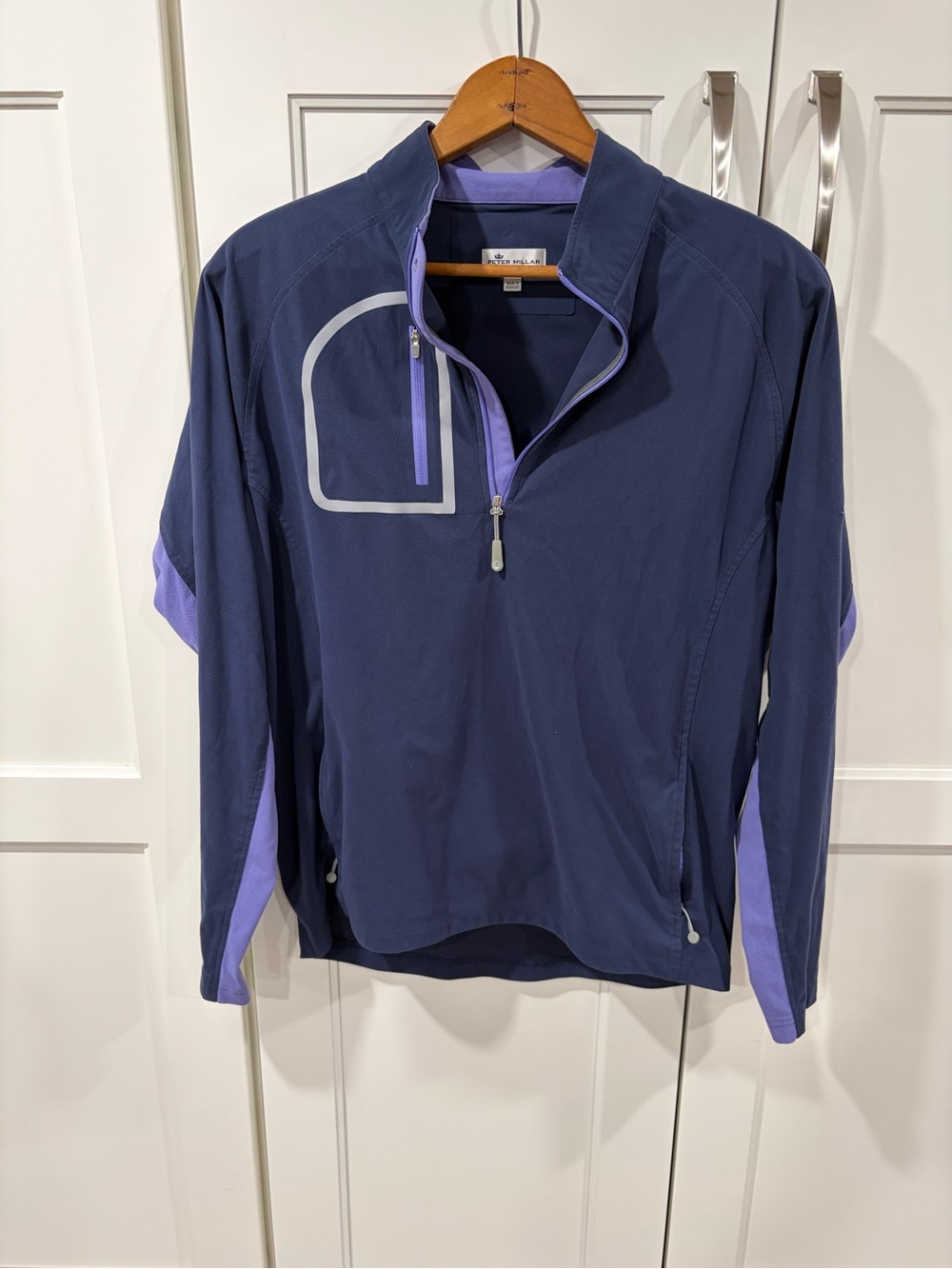 Peter Millar Navy and Lavender Quarter-Zip Performance Jacket